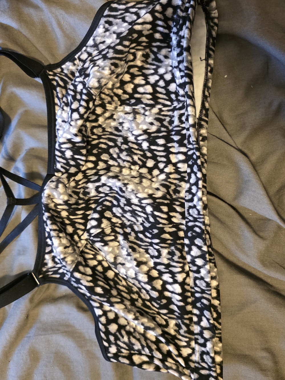 Black and White Animal Print Sports Bra
